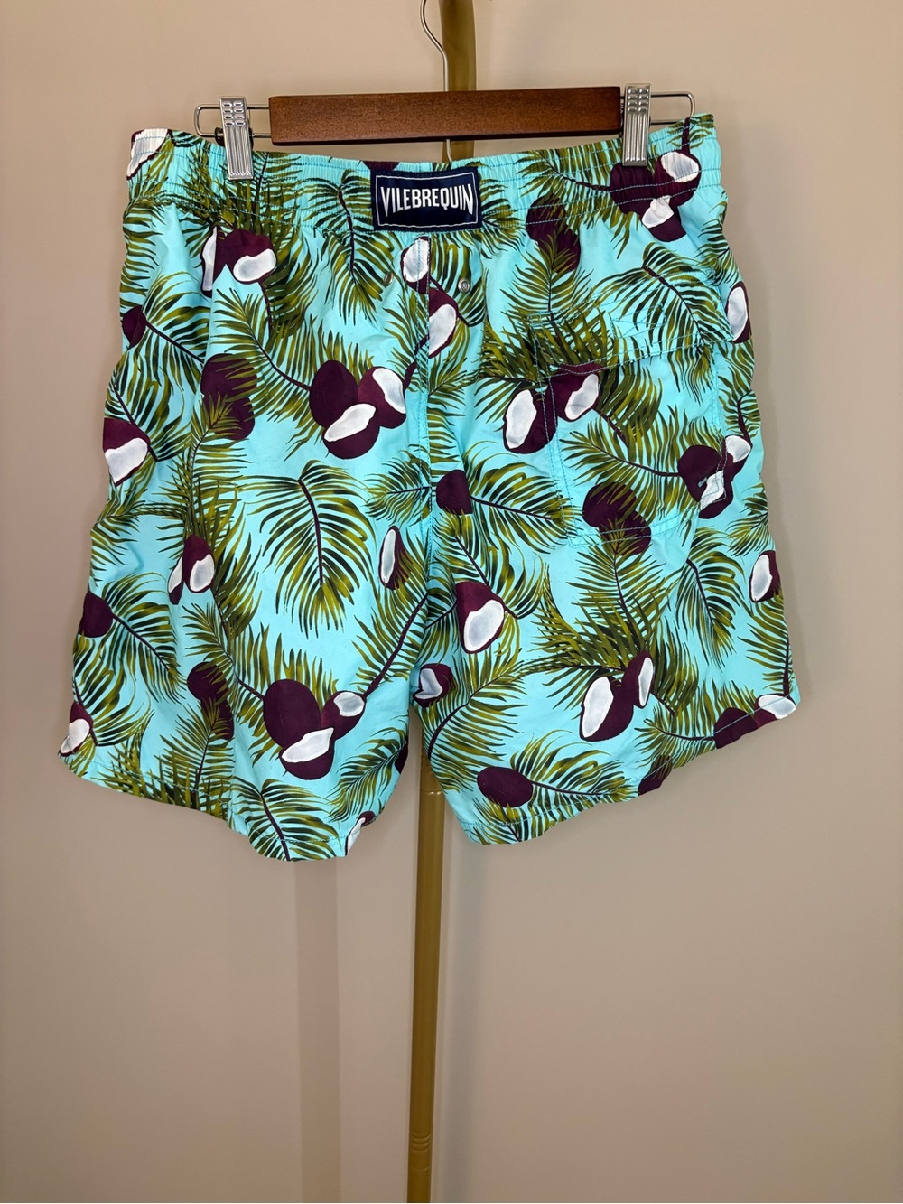 Vilebrequin Turquoise Palm & Coconut Print Swim Trunks - Picture 3 of 4